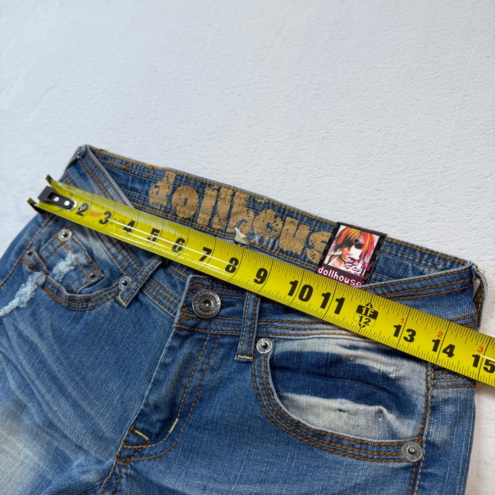 Dollhouse Skinny Jean Women 5 Blue Good Distress Union Jack Low Rise LT-1572MEI - Picture 7 of 13